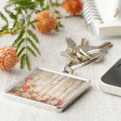 Vintage rustikale romantische Rose Holz Schlüsselanhänger (Seite)