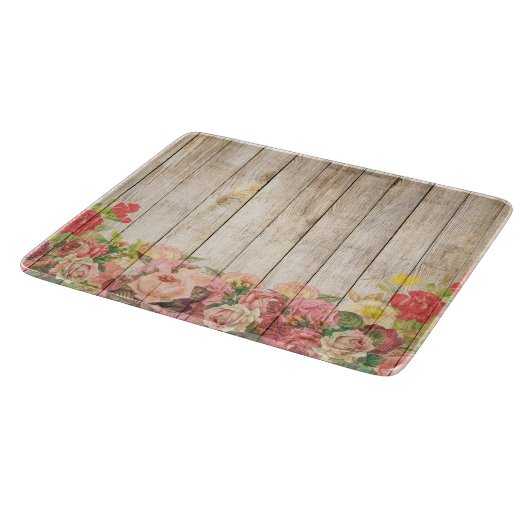 Vintage rustikale romantische Rose Holz Schneidebrett (Ecke)