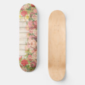 Vintage rustikale romantische Rose Holz Skateboard (Vorderseite)
