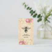 Vintage Rustikale Rosa Blütenschwarze Honigbiene Visitenkarte (Stehend Vorderseite)