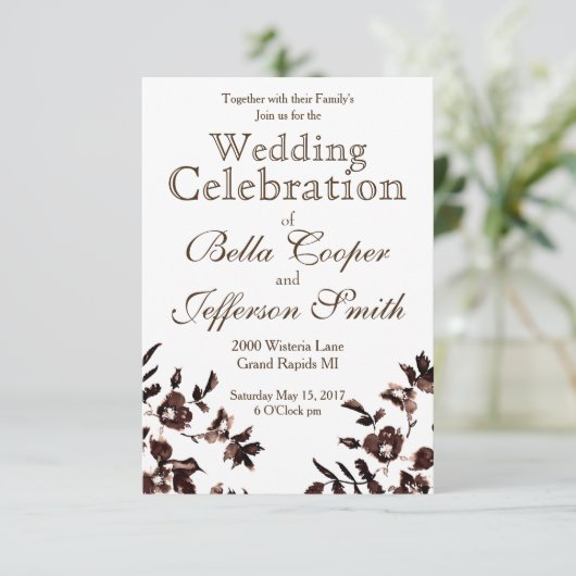 Vintage rustikale Rose Einladung (Stehend Vorderseite)