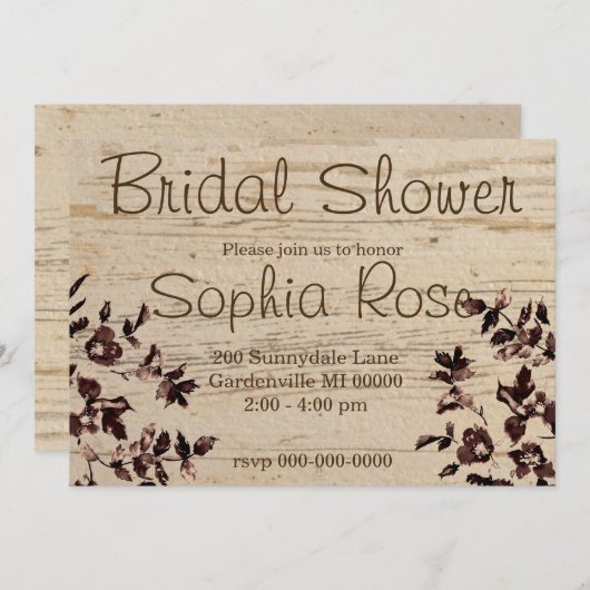 Vintage rustikale Rose Einladung (Vorne/Hinten)