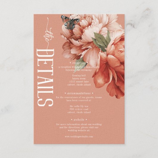 Vintage rustikale Rost- und Pfirsichbaumdetails Begleitkarte (Vorderseite)