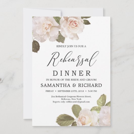 Vintage rustikale rot französische Rose Probe Aben Einladung (Vorderseite)