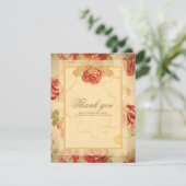 Vintage rustikale rote Rose Dankeskarte (Stehend Vorderseite)
