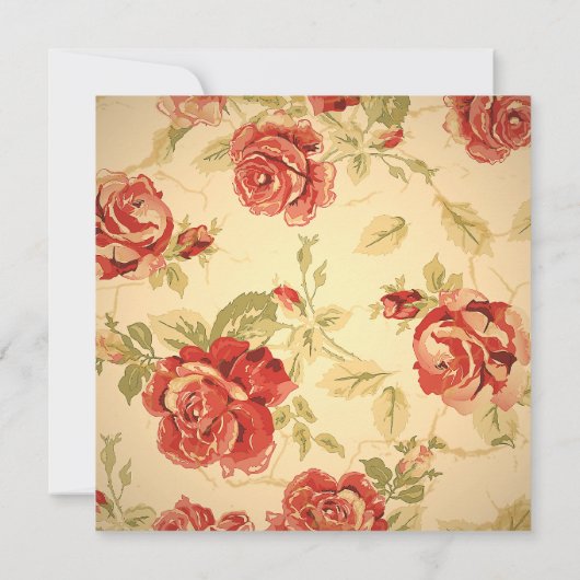 Vintage rustikale rote Rose Einladung (Rückseite)