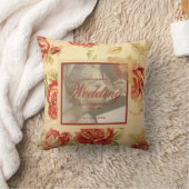 Vintage rustikale rote Rose Hochzeitsfot Kissen (Decke)