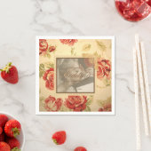 Vintage rustikale rote Rose Hochzeitsfot Serviette (Beispiel)