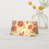 Vintage rustikale rote Rose Platzkarte (Rückseite)