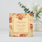 Vintage rustikale rote Rose Save The Date (Stehend Vorderseite)