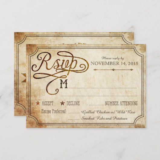 Vintage Rustikale RSVP-Karte RSVP Karte (Vorne/Hinten)