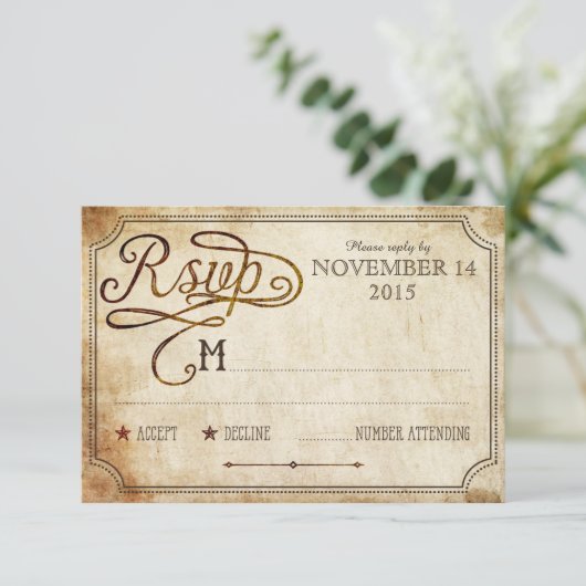 Vintage Rustikale RSVP-Karte RSVP Karte (Stehend Vorderseite)