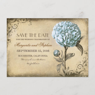 Vintage rustikale Save the Date-Karte mit blauer T Date