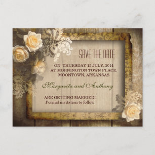 Vintage rustikale Save the Date Postkarten
