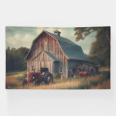 Vintage rustikale Scheune und alte Traktoren Banner (Horizontal)