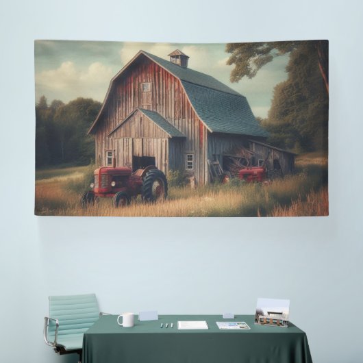 Vintage rustikale Scheune und alte Traktoren Banner (Messe)