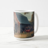Vintage rustikale Scheune und alte Traktoren Kaffeetasse (VorderseiteRechts)