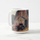Vintage rustikale Scheune und alte Traktoren Kaffeetasse (Vorderseite Links)