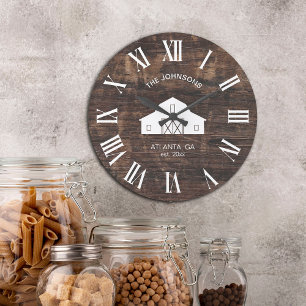 Vintage rustikale Scheunen-Schiffsplanken-Familien Große Wanduhr