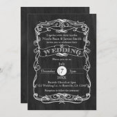 Vintage Rustikale Schwarz-Holz- und Weißweinhochze Einladung (Vorne/Hinten)