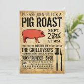 Vintage Rustikale Schweinegrippe - Einladung II (Stehend Vorderseite)