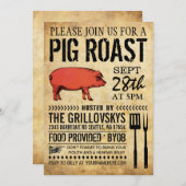 Vintage Rustikale Schweinegrippe - Einladung II (Vorne/Hinten)