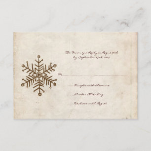 Vintage Rustikale Snowflake-Hochzeitkarte RSVP Karte