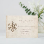 Vintage Rustikale Snowflake-Hochzeitkarte RSVP Karte (Stehend Vorderseite)