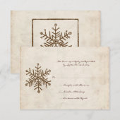 Vintage Rustikale Snowflake-Hochzeitkarte RSVP Karte (Vorne/Hinten)