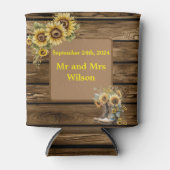 Vintage Rustikale Sonnenblumen Hochzeit Dosenkühler (Vorderseite)