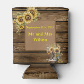 Vintage Rustikale Sonnenblumen Hochzeit Dosenkühler (Rückseite)