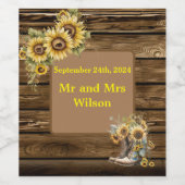 Vintage Rustikale Sonnenblumen Hochzeit Weinetikett (Einzelnes Label)