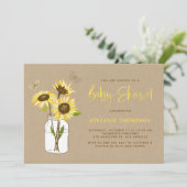 Vintage rustikale Sonnenblumen Kinderdusche Einlad Einladung (Stehend Vorderseite)