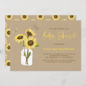 Vintage rustikale Sonnenblumen Kinderdusche Einlad Einladung (Vorne/Hinten)