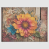 Vintage rustikale Sonnenblumendekoupage Seidenpapier (Vorderseite)