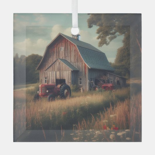 Vintage/rustikale Stallkunst Ornament Aus Glas (Vorderseite)