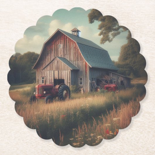 Vintage/rustikale Stallkunst Untersetzer (Vorderseite)