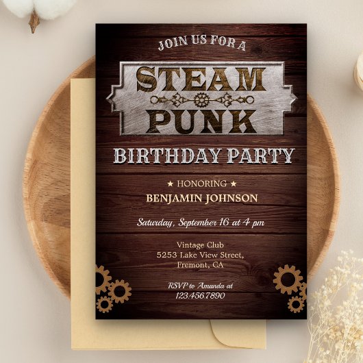 Vintage Rustikale Steampunk Geburtstagsparty Einla Einladung