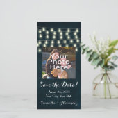 Vintage rustikale String-Lichter Save the Date (Stehend Vorderseite)