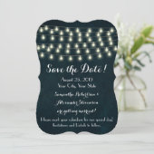 Vintage rustikale String-Lichter Save the Date (Stehend Vorderseite)