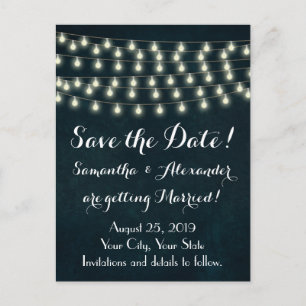 Vintage rustikale String-Lichter Save the Date Ankündigungspostkarte