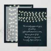 Vintage rustikale String Lights Navy Blue Wedding Postkarte (Vorne/Hinten)