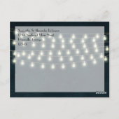 Vintage rustikale String Lights Navy Blue Wedding Postkarte (Rückseite)