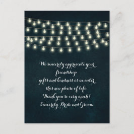 Vintage rustikale String Lights Navy Blue Wedding Postkarte