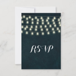 Vintage rustikale String Lights Navy Blue Wedding RSVP Karte