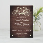 Vintage Rustikale Tandem-Radhochzeit Einladung (Stehend Vorderseite)