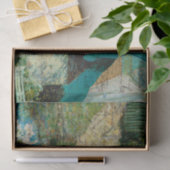 Vintage rustikale Textur blaue Blumendekoupage Seidenpapier (Geschenk)