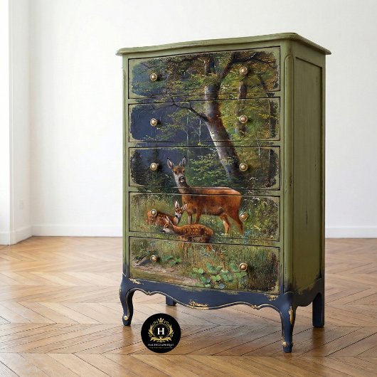 Vintage rustikale Textur Hirsche Dekoupage Seidenpapier