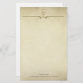 Vintage Rustikale Textur Minimalistische Monogram Briefpapier (Vorne/Hinten)