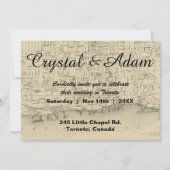 Vintage rustikale Toronto Karte Einladung Hochzeit (Rückseite)